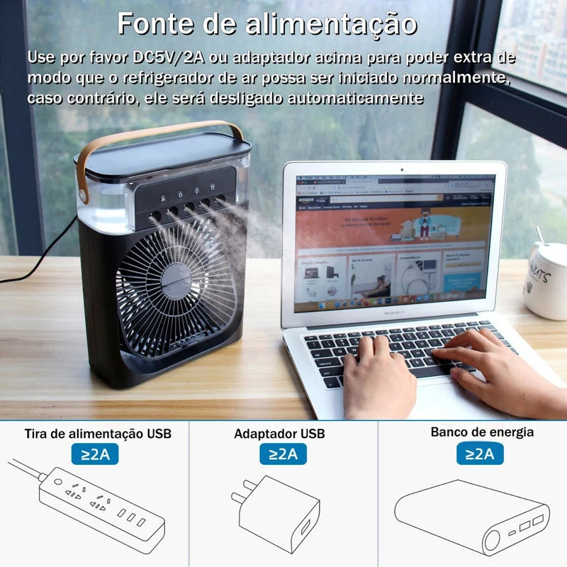 Mini ventilador refrigerador de ar com cinco furos Pequeno ar condicionado, umidificador portátil Pequeno ventilador de refrigeração Refrigeração