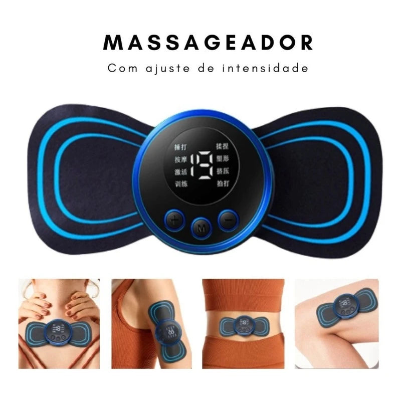 Mini massageador elétrico portátil de estimulação de pescoço para alívio da dor muscular cervical