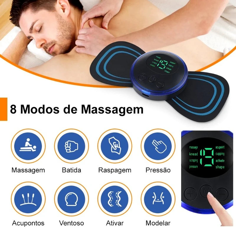 Mini massageador elétrico portátil de estimulação de pescoço para alívio da dor muscular cervical