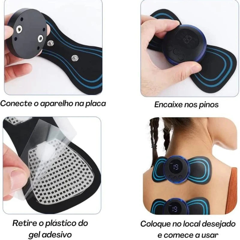 Mini massageador elétrico portátil de estimulação de pescoço para alívio da dor muscular cervical