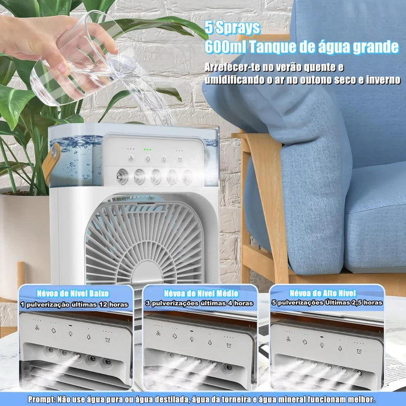 Mini ventilador refrigerador de ar com cinco furos Pequeno ar condicionado, umidificador portátil Pequeno ventilador de refrigeração Refrigeração